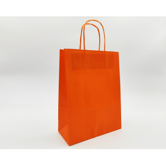 Shopper arancione in carta kraft con maniglia ritorta