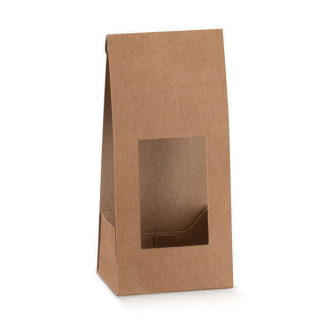 Scatola "Cluster" in cartone avana con finestra, confezione da 10 pezzi, vari formati