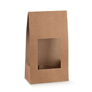 Scatola "Cluster" in cartone avana con finestra, confezione da 10 pezzi, vari formati