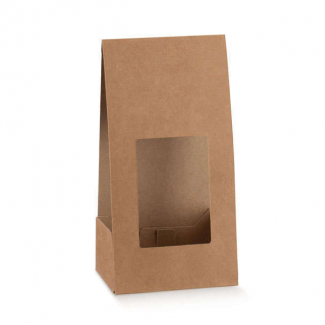 Scatola "Cluster" in cartone avana con finestra, confezione da 10 pezzi, vari formati