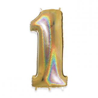 Palloncino sagomato a numero, colore oro glitter, altezza 102 cm