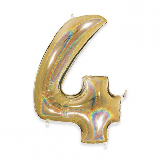 Palloncino in mylar sagomato a numero colore oro glitter, altezza 102cm