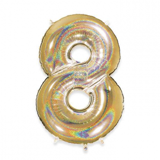 Palloncino sagomato a numero, colore oro glitter, altezza 102 cm