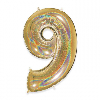 Palloncino sagomato a numero, colore oro glitter, altezza 102 cm