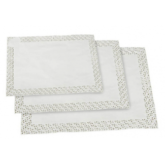 Pizzo rettangolare smerlato in carta bianco, confezione da 100 pezzi