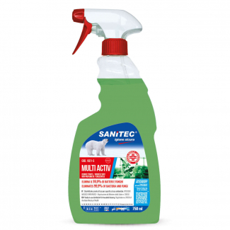 Disinfettante alcoolico multisuperficie "Multi activ" sgrassante con antibatterico non profumato, flacone trigger 750ml