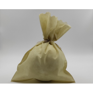 Sacchetto tessuto non tessuto avana-ecrù, bordo smerlato, confezione da 25 pezzi