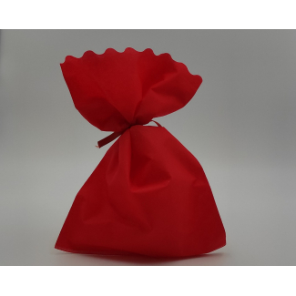 Sacchetto tessuto non tessuto rosso, bordo smerlato, confezione da 25 pezzi