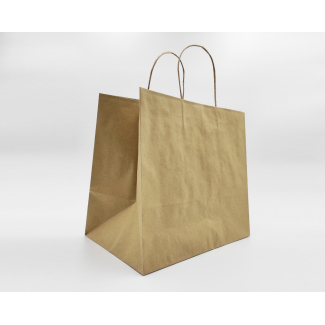 Shopper kraft avana fondo largo, con bordo risvoltato e maniglia ritorta