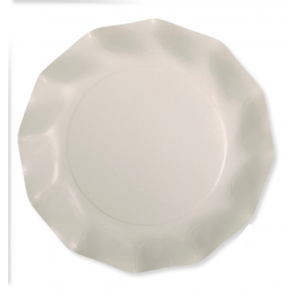 Piatto avorio in cartoncino compostabile, diametro 27cm, confezione da 8 pezzi