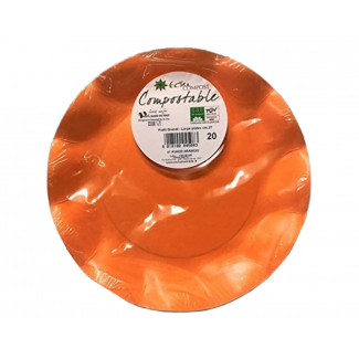 Piatto arancione in cartoncino compostabile, confezione da 20 pezzi