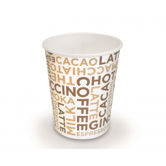 Bicchiere in cartoncino per bevande calde e fredde con grafica generica "Coffee White"