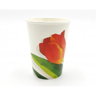 Bicchiere in cartoncino da 250 cc, stampa tulipano, confezione 10 pezzi