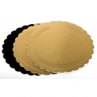 Disco cartone oro-nero bordo smerlato, 2400 grammi, cartone da 10 kg