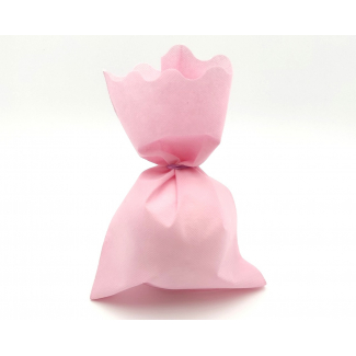 Sacchetto tessuto non tessuto rosa, bordo smerlato, confezione da 25 pezzi