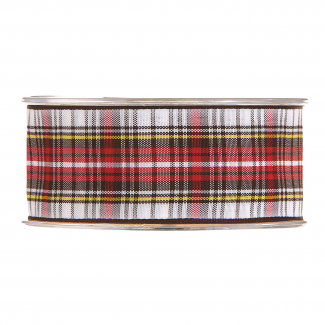 Rotolo nastro in tessuto scozzese "Tartan" bianco-rosso