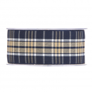 Rotolo nastro in tessuto scozzese "Tartan" blu-crema