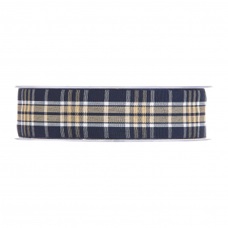 Rotolo nastro in tessuto scozzese "Tartan" blu-crema