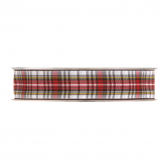 Rotolo nastro in tessuto scozzese "Tartan" bianco-rosso