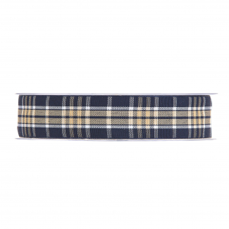 Rotolo nastro in tessuto scozzese "Tartan" blu-crema