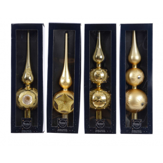 Puntale in vetro decorato oro, altezza 31 cm, modelli assortiti
