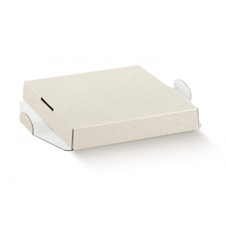 Fondi rialzati in cartone pelle bianco per scatole PVC trasparenti, confezione da 10 pezzi, vari formati