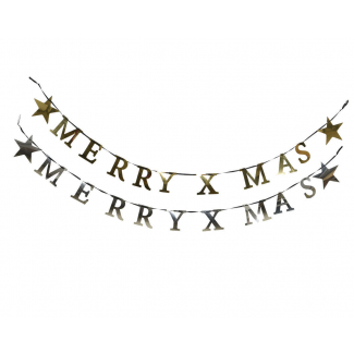 Festone con scritta "Merry X Mas", lunghezza 180 cm, colori assortiti
