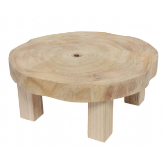 Tavolo in legno naturale, diametro 50 cm, altezza 22 cm