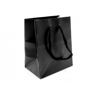 Shopper nero in carta plastificata opaca, maniglia in cotone