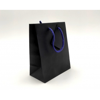 Shopper in carta sealing blu, formato 11.4x14.6 cm, maniglia in cotone