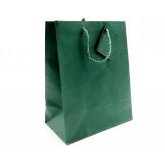 Shopper in carta sealing verde, formato 11x14.6 cm, maniglia in cotone