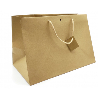 Shopper kraft avana rinforzate, con fondo largo e maniglia in cordone cotone