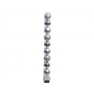 Sfera infrangibile argento diametro 6 cm, confezione da 10 pezzi assortiti