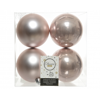 Sfera infrangibile rosa cipria diametro 10 cm, confezione da 4 pezzi assortiti
