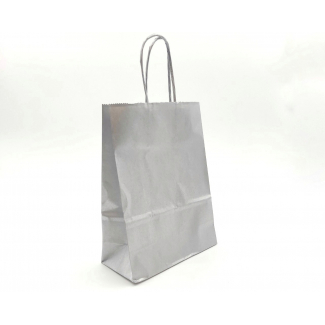 Shopper argento metal in carta kraft con maniglia ritorta