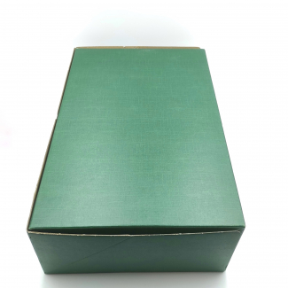 Scatola automontante in cartoncino verde bosco, base rettangolare