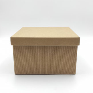 Scatola base quadrata in cartone onda avana, con coperchio avana liscio, confezione da 2 pezzi, vari formati