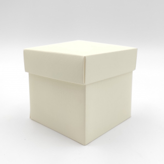 Scatola base quadrata in cartone avorio con coperchio, confezione da 10 pezzi