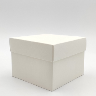 Scatola base quadrata con coperchio in cartone bianco, confezione da 10 pezzi