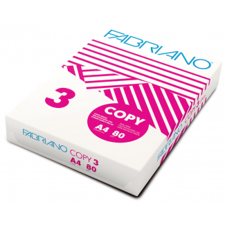 Risma di carta bianca Fabriano da 80 gr/mq, formato A3, confezione da 500 fogli