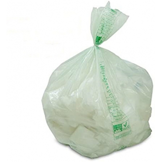 Sacco pattumiera bianco biodegradabile in rotolo, 46 litri, 50x600cm, confezione da 25 pezzi