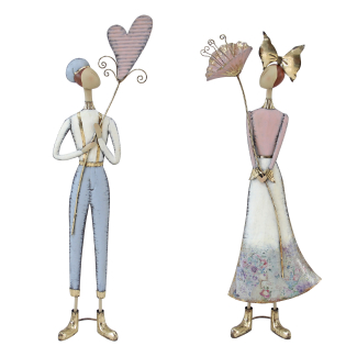 Figura anni '50 in metallo, altezza 95 cm, soggetti assortiti