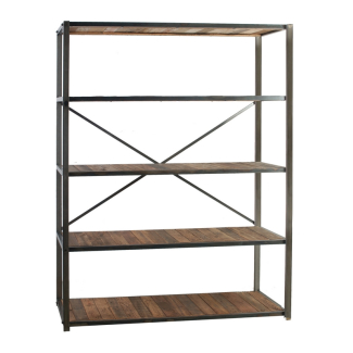 Scaffale a 4 ripiani in legno e metallo, altezza 198 cm