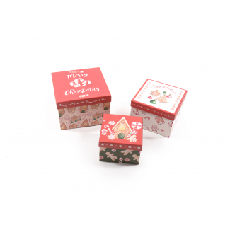 Set scatole regalo natalizie "Pan di zenzero", soggetti assortiti, confezione da 3 pezzi