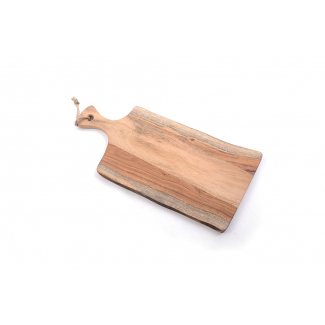 Tagliere sagomato in legno naturale con manico e corda 45x20cm