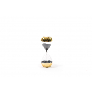 Clessidra in vetro oro diametro 5.5 cm, altezza 14.5 cm, durata 5 minuti