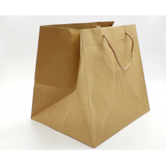 Shopper kraft avana rinforzate, con fondo largo e maniglia in cordone cotone