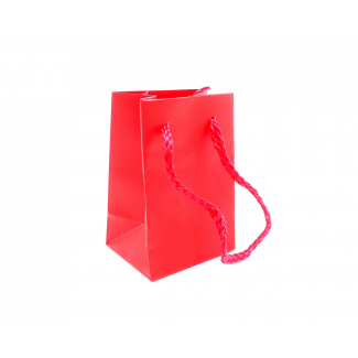 Shopper rosso in carta plastificata opaca, maniglia in cotone