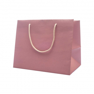 Shopper rosa antico rinforzato, con fondo largo e maniglia cordone in cotone