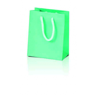 Shopper tiffany in carta plastificata opaca, con maniglia in cotone